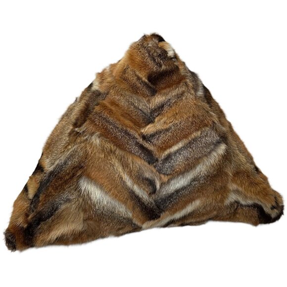 Real Rabbit Fur Triangle Accent Pillow – Modern Luxury Home Decor - Picture 3 of 8